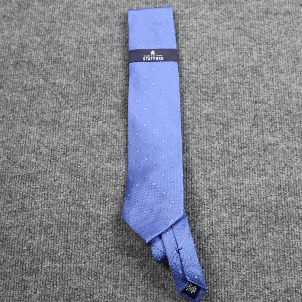 Stafford Tie Mens One Size Blue 100% Silk Geometric‎ Micro Dot Dress Necktie